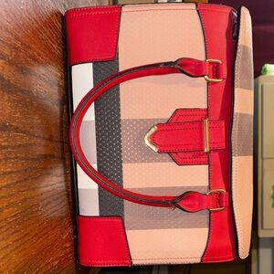 Chic Red and Tan Women's Satchel